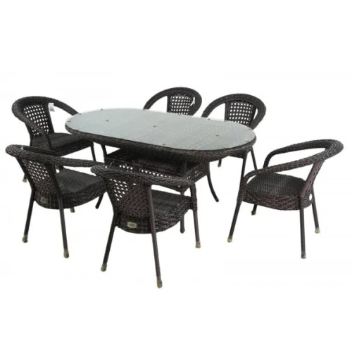 Комплект мебели CAMELLIA с овальным столом серо-коричневый