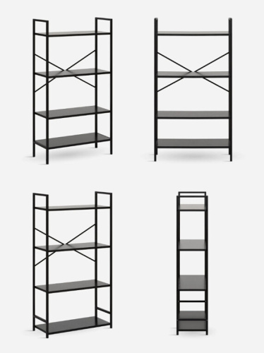 Стеллаж Leset Стилвуд 24 широкий 4 полки черный 