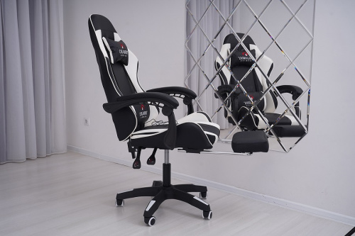 Вибромассажное кресло Calviano 1584 черно-белое PU 