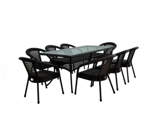 Комплект мебели Deco 8 с прямоугольным столом серо-коричневый