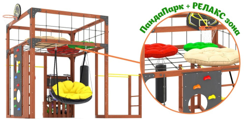 Детская площадка для дачи Савушка КУБ-1 Махагон с подушками