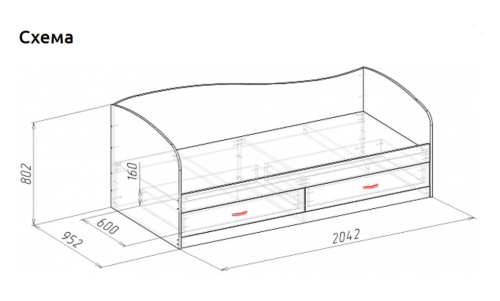 Кровать ЛАГУНА-2 дуб монте-карло 
