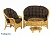 IND Комплект Черчиль диван кресло и столик мед темные подушки