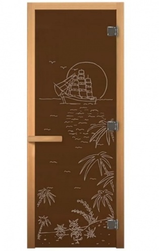 Дверь для бани стеклянная Бронза Лагуна 1900х700мм (8мм) левая