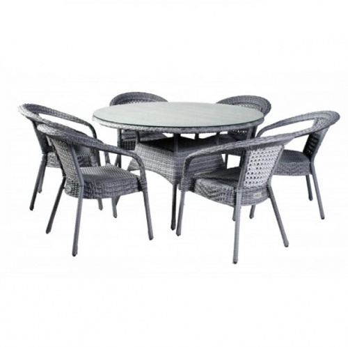 Комплект мебели Deco 6 с круглым столом D130 серый