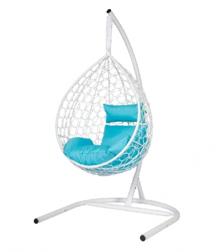 Подвесное кресло Скай 01 белый подушка голубой 