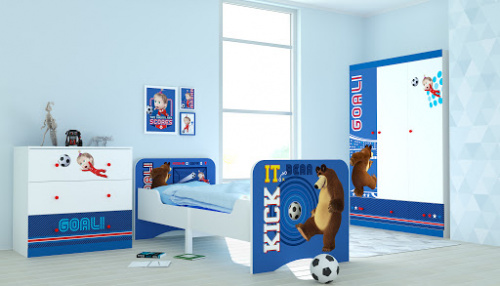 Комод Polini Kids Fun 3290 Маша и Медведь синий 