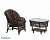 IND Комплект Черчиль кресло и овальный столик темно-коричневый темная подушка