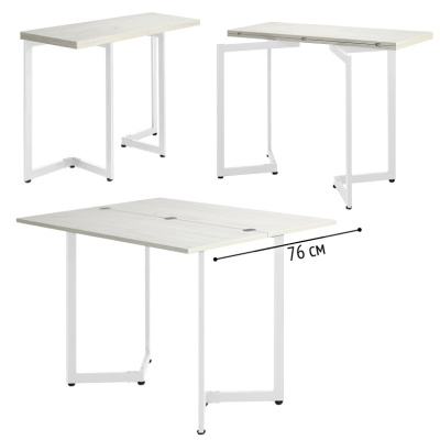 Стол-консоль Арлен 2 дуб белый металл белый 