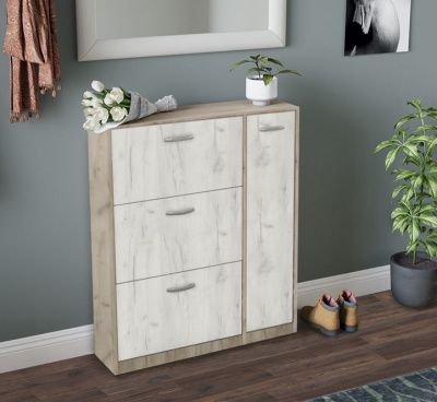 Тумба для обуви СН-100.21 дуб крафт белый крафт серый 