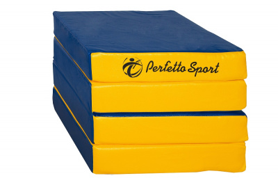 Мат № 11 100 x 100 x 10 складной 4 сложения Perfetto Sport сине жёлтый