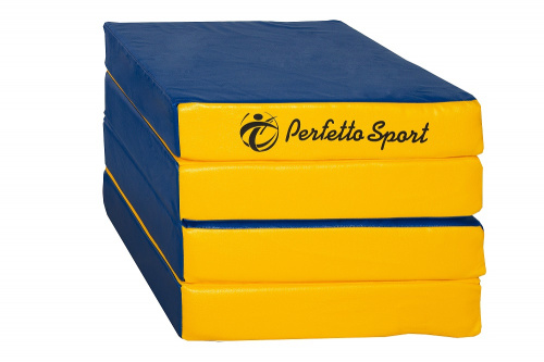 Мат № 11 100 x 100 x 10 складной 4 сложения Perfetto Sport сине-жёлтый