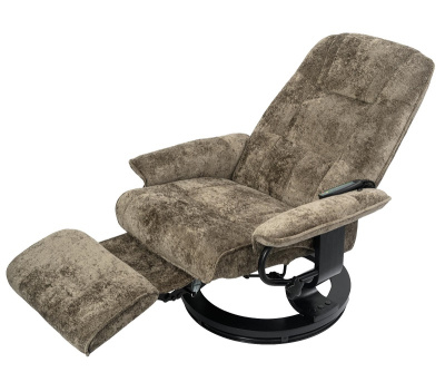 Кресло вибромассажное с пуфом CALVIANO 20 коричневый плюш 