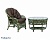 IND Комплект Черчиль кресло и овальный столик олива темная подушка