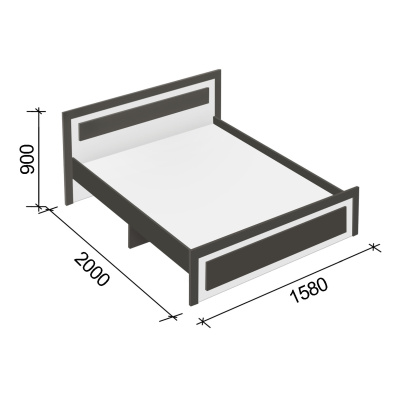 Кровать СН-120.03-1400 серый графит белый 