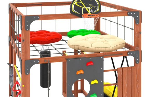 Детская площадка для дачи Савушка КУБ-1 Махагон с подушками