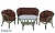 IND Комплект Багама с диваном овальный стол олива подушка коричневая