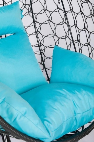 Подвесное кресло Скай 01 черный подушка голубой 