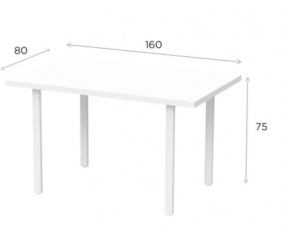 Стол Прага 160х80 дуб белый металл белый 