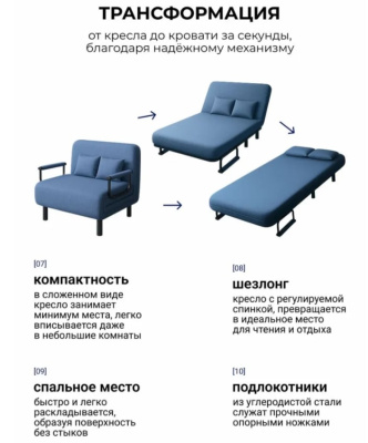 Кресло-кровать Токио 100 синий 