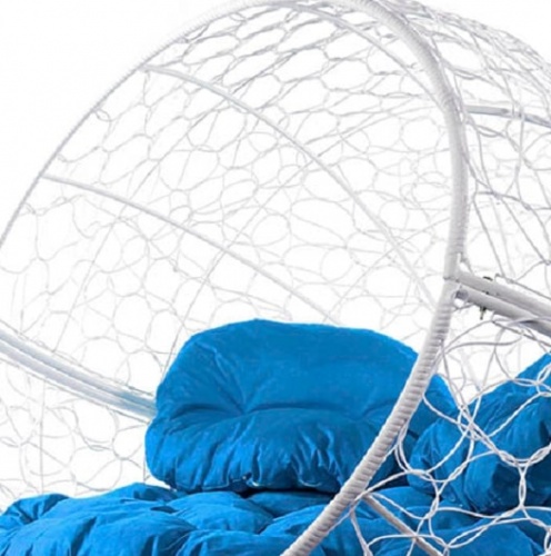 Кресло садовое M-Group Апельсин 11520110 белый ротанг синяя подушка