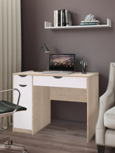 Стол рабочий Белла СН-119.04 дуб экспрессив песочный белый 