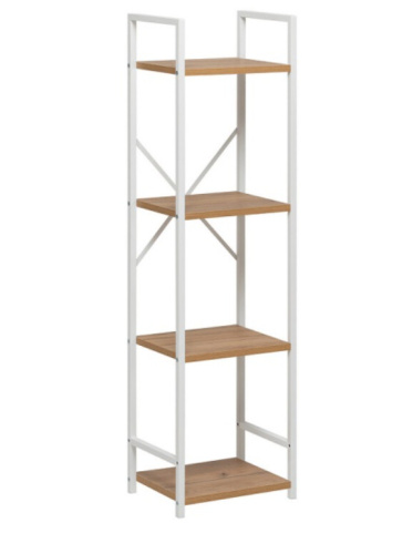 Стеллаж Leset Стилвуд 14 узкий 4 полки белый дуб крафт золотой 