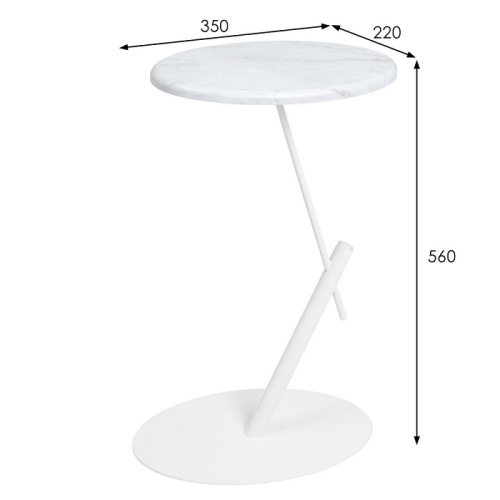 Стол приставной овальный МеталлАрт М015 белый мрамор 