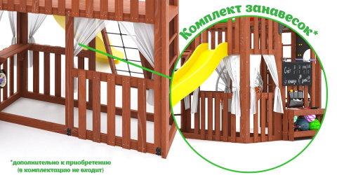 Детская площадка для дачи Савушка КУБ-3 Махагон с подушками и коконом