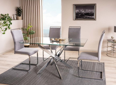 Стол обеденный SIGNAL AGIS II прозрачный хром 140/80 