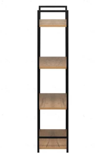 Стеллаж Leset Стилвуд 24 широкий 4 полки черный дуб крафт золотой 