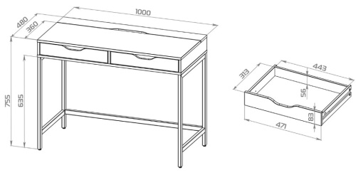Письменный стол Mio Tesoro Ингар Д 100 100x48x76 дуб скандинавский белый 