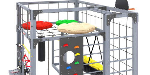 Детская площадка для дачи Савушка КУБ-2 Серый с подушками