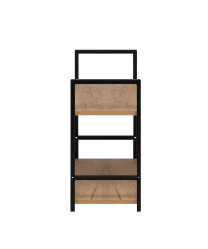 Стеллаж Leset Стилвуд 22 широкий 2 полки черный дуб крафт золотой 