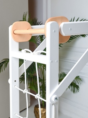 Детский спортивный комплекс Perfetto sport Scala in legno con rete 2 bianco-naturale PS-131