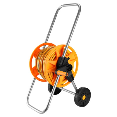 Набор для полива DEKO DKI025: катушка на колесах, шланг усиленный 1/2" 25м+2м, насадка для полива, коннекторы, 9 предмет
