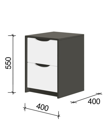 Тумба прикроватная СН-120.05 графит серый белый 