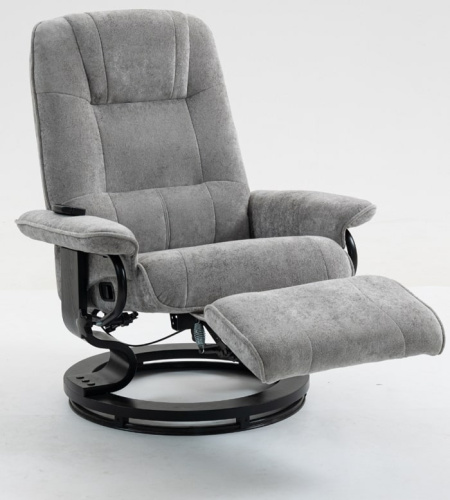 Кресло вибромассажное с пуфом CALVIANO 23 серый плюш 