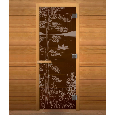 Дверь для бани Бронза Матовая ТАЙГА 190х70 (8мм, 3 петли 710) (ОСИНА) Пр