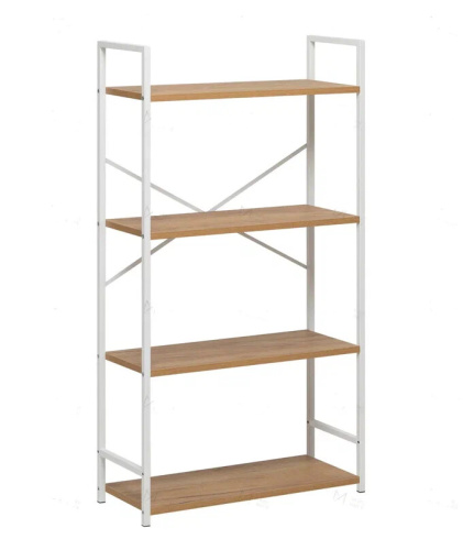 Стеллаж Leset Стилвуд 24 широкий 4 полки белый дуб крафт золотой 