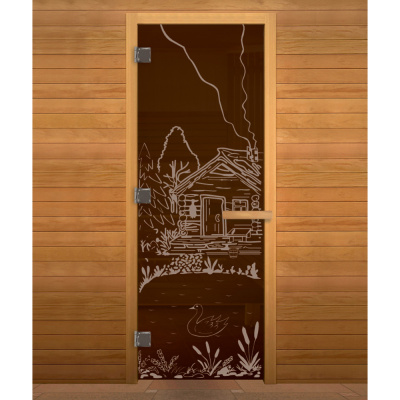 Дверь для бани Бронза Банька 190х70 (8мм, 3 петли 710) (ОСИНА) левая