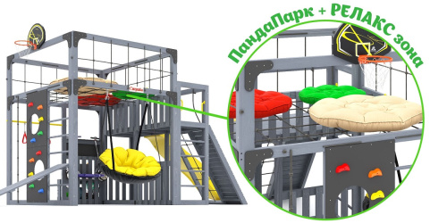 Детская площадка для дачи Савушка КУБ-3 Серый с подушками