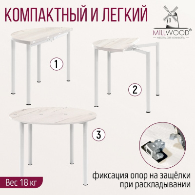 Стол-консоль Далис 2 дуб белый металл белый 