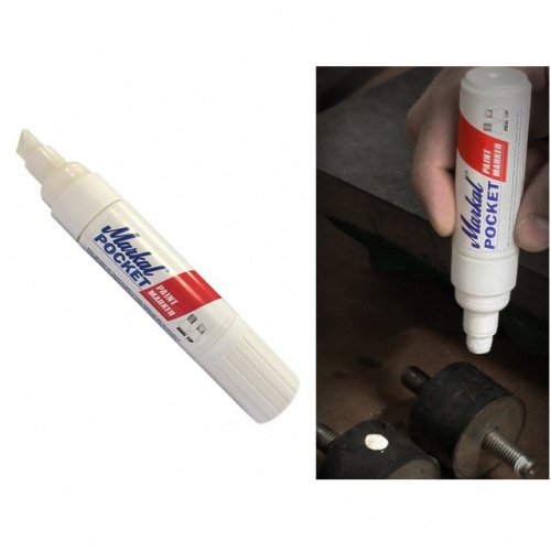 Маркер промышл. перманентный на основе жидк. краски MARKAL POCKET БЕЛЫЙ (Реверсивный наконечник: клин 3/10 мм, круглый 10мм. Цвет белый) (97500)