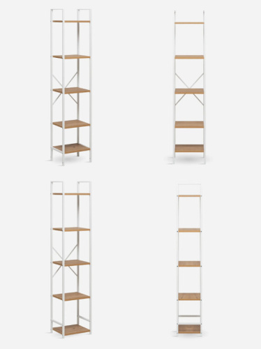 Стеллаж Leset Стилвуд 15 узкий 5 полок белый дуб крафт золотой 
