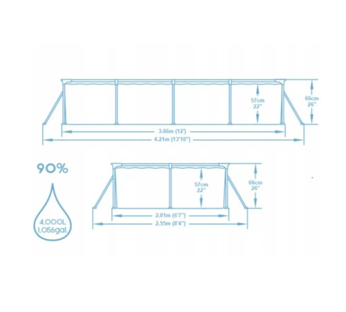 Бассейн каркасный Bestway 561FT 366x201x66см