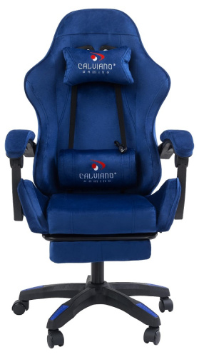 Вибромассажное кресло Calviano 1584 синий велюр 