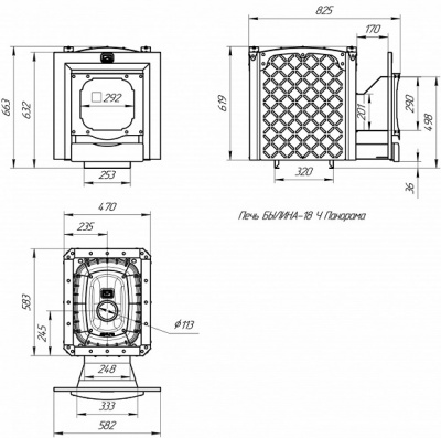 Печь для бани Теплодар Былина 18Ч Панорама без двери