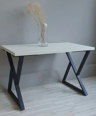 Стол Дели 120х70 дуб белый металл черный 