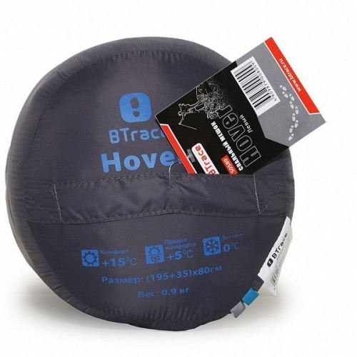 Спальный мешок BTrace Hover S0589 grey/blue р-р L(левая)